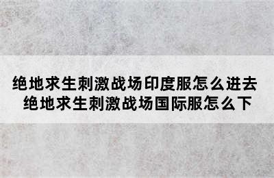 绝地求生刺激战场印度服怎么进去 绝地求生刺激战场国际服怎么下